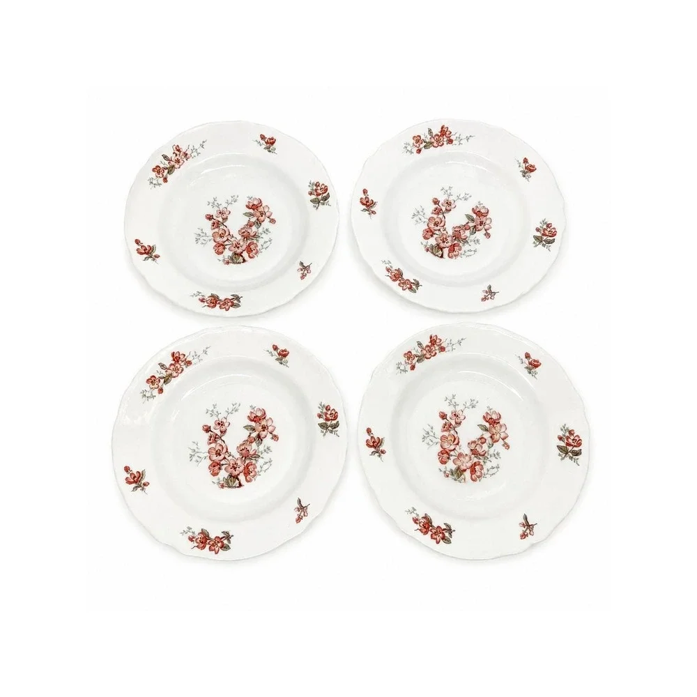 Vintage Set of 4 Arcopal France Pink Cherry Blossom 9